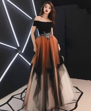 Simple Tulle Lace Long Prom Dress Tulle Formal Dress