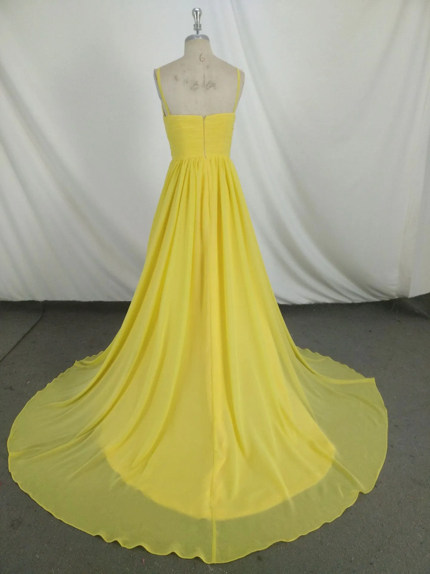 Simple V Neck Yellow Chiffon Long Prom Dress Yellow Evening Dress