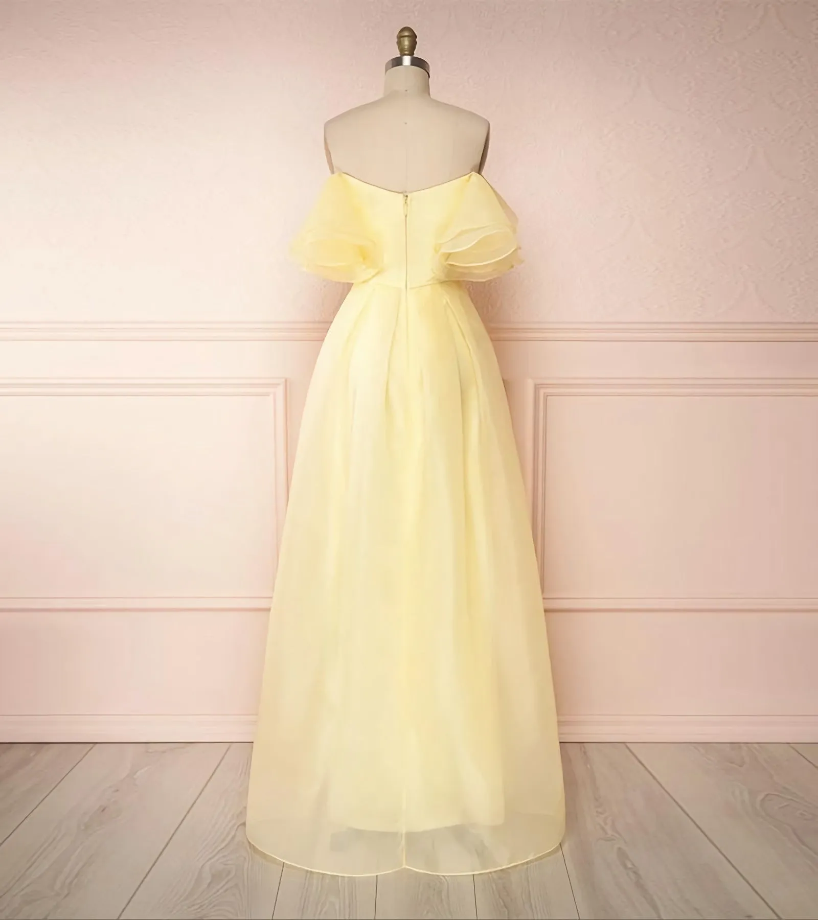 Simple Yellow Long Prom Dress Evening Dress 5420