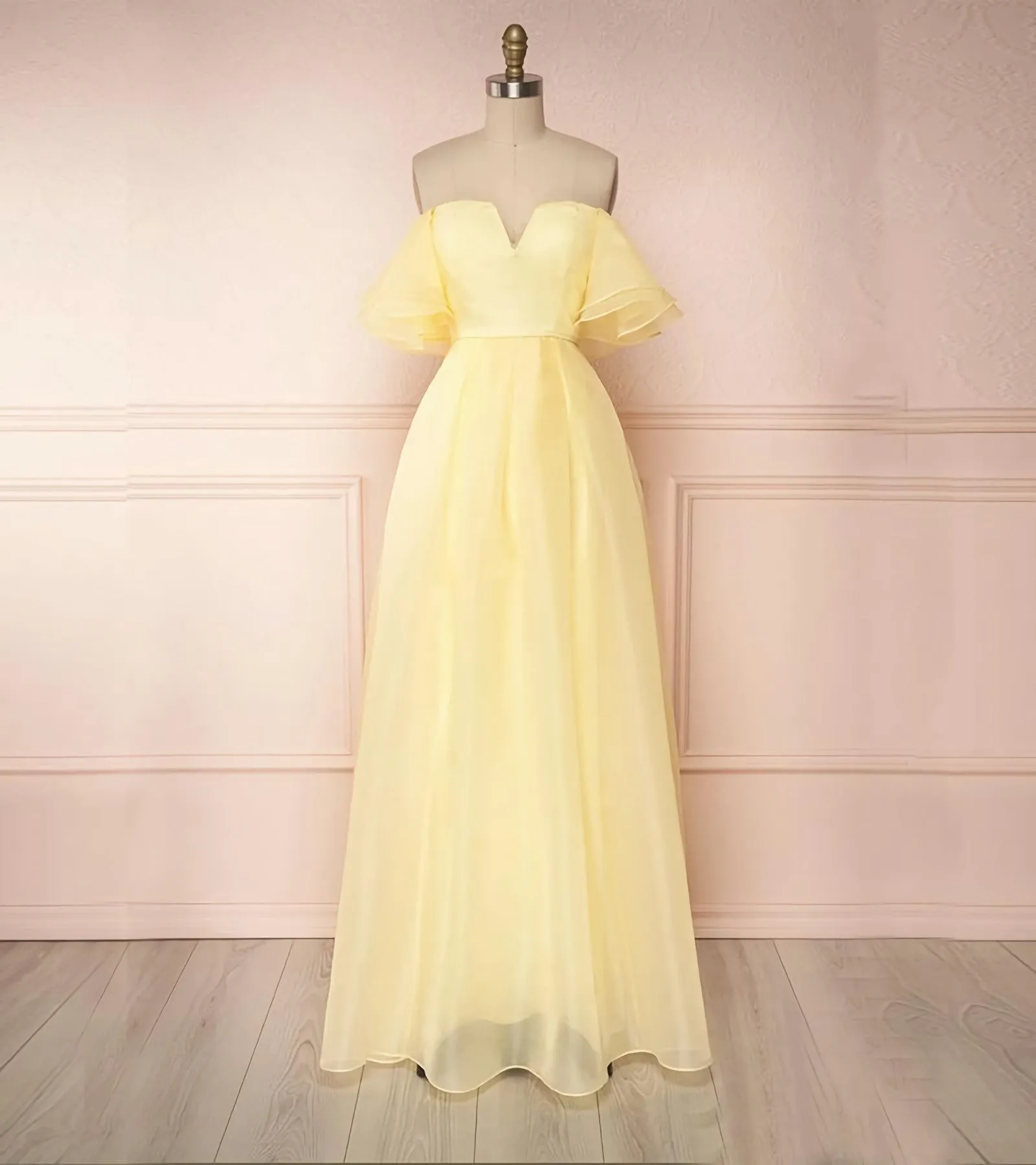 Simple Yellow Long Prom Dress Evening Dress 5420