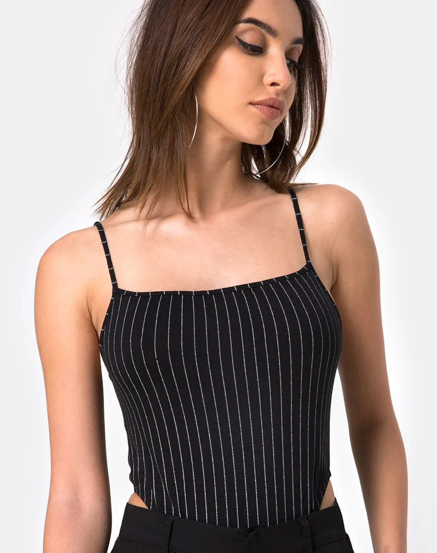 Solemo Bodice in Pinstripe Black