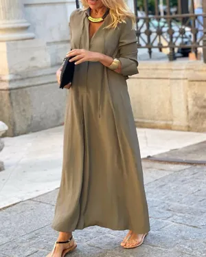 Solid Color Lapel Simple Casual Dress