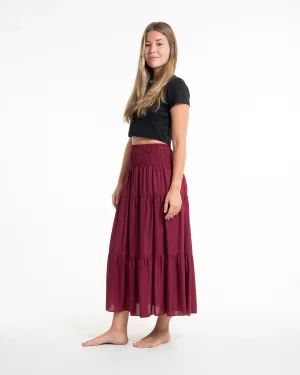 Solid Color Midi Skirt in Red