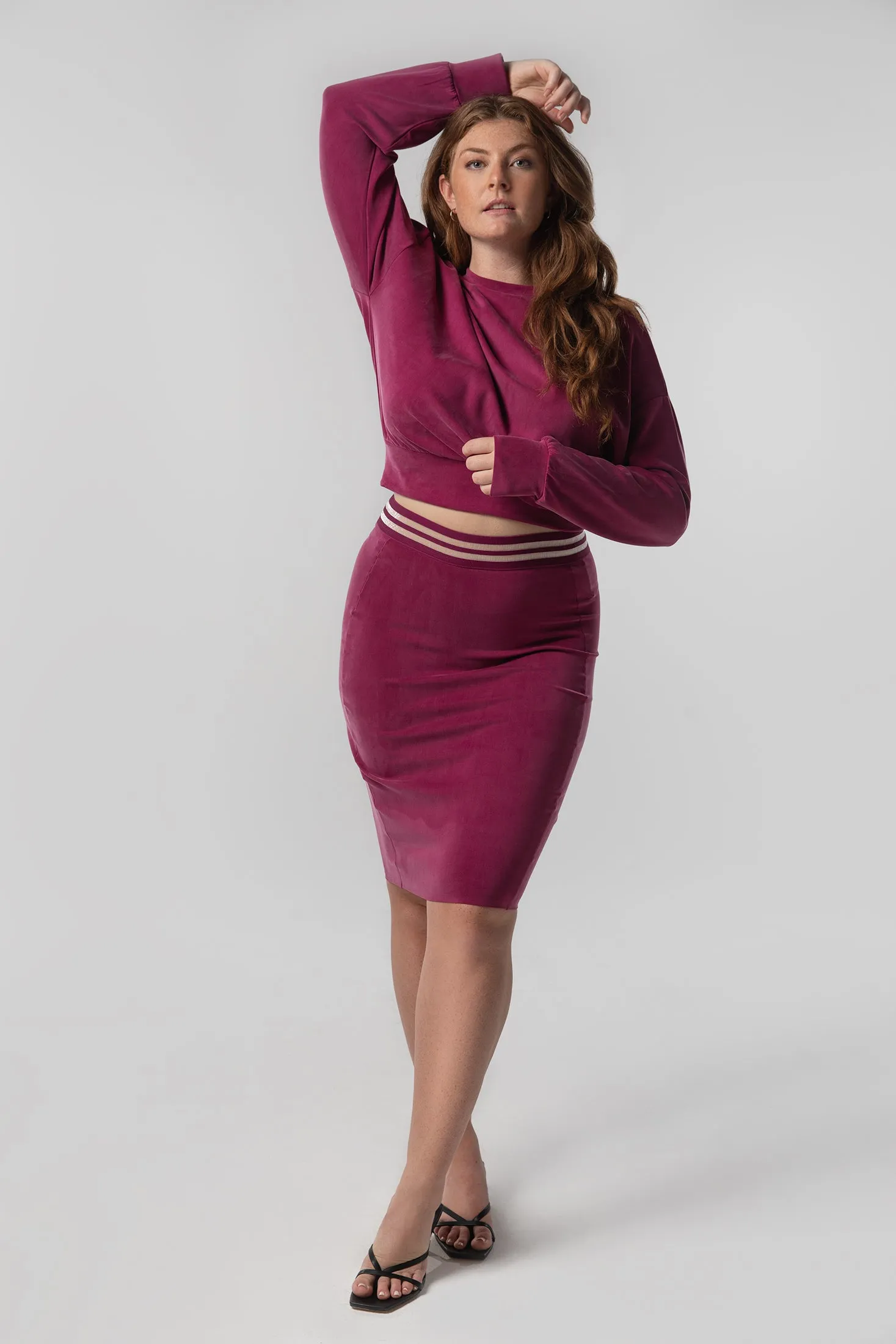 The Better Skirt: Pencil - Magic Double Knit - Merlot