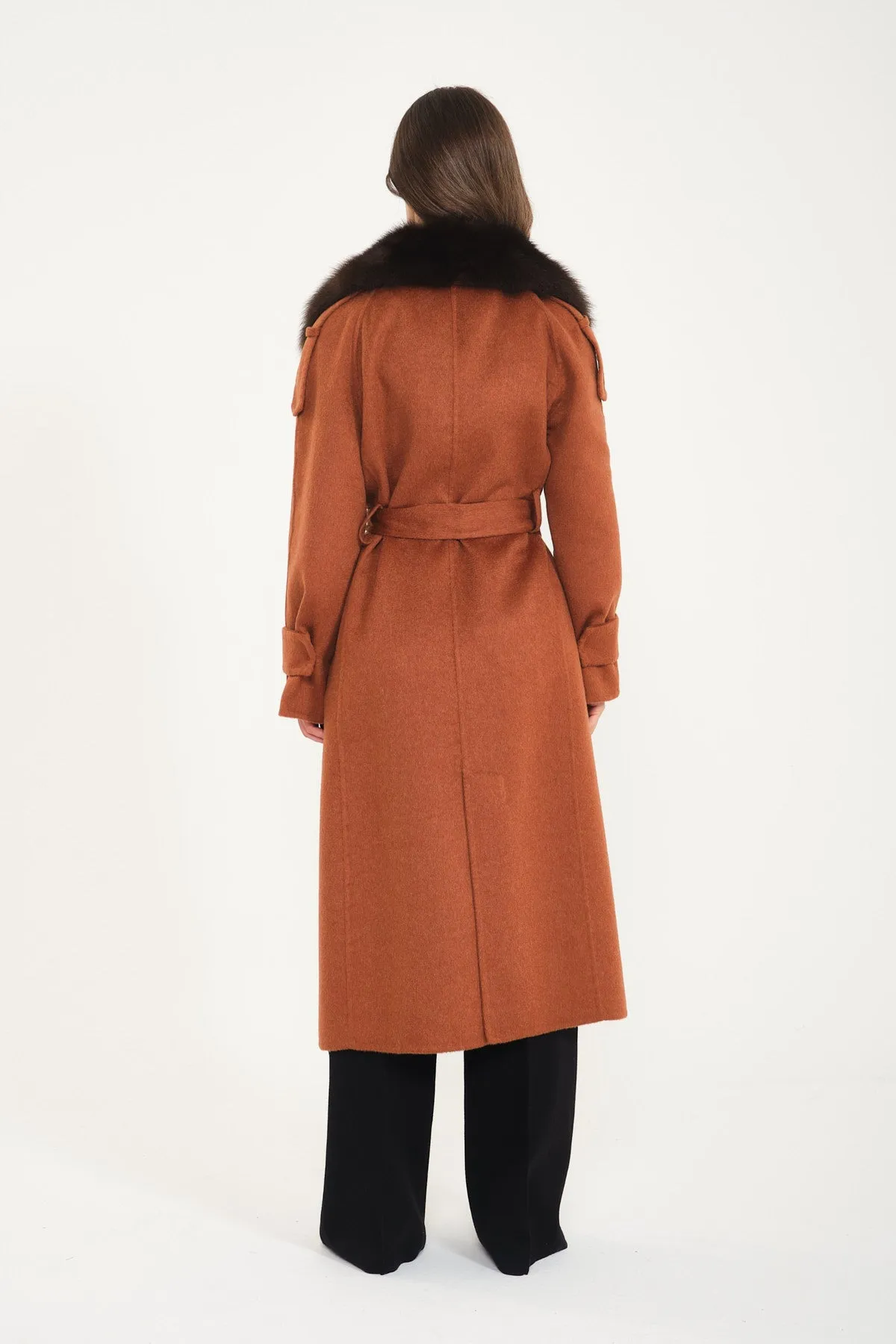 Tile Red Wool Long Coat