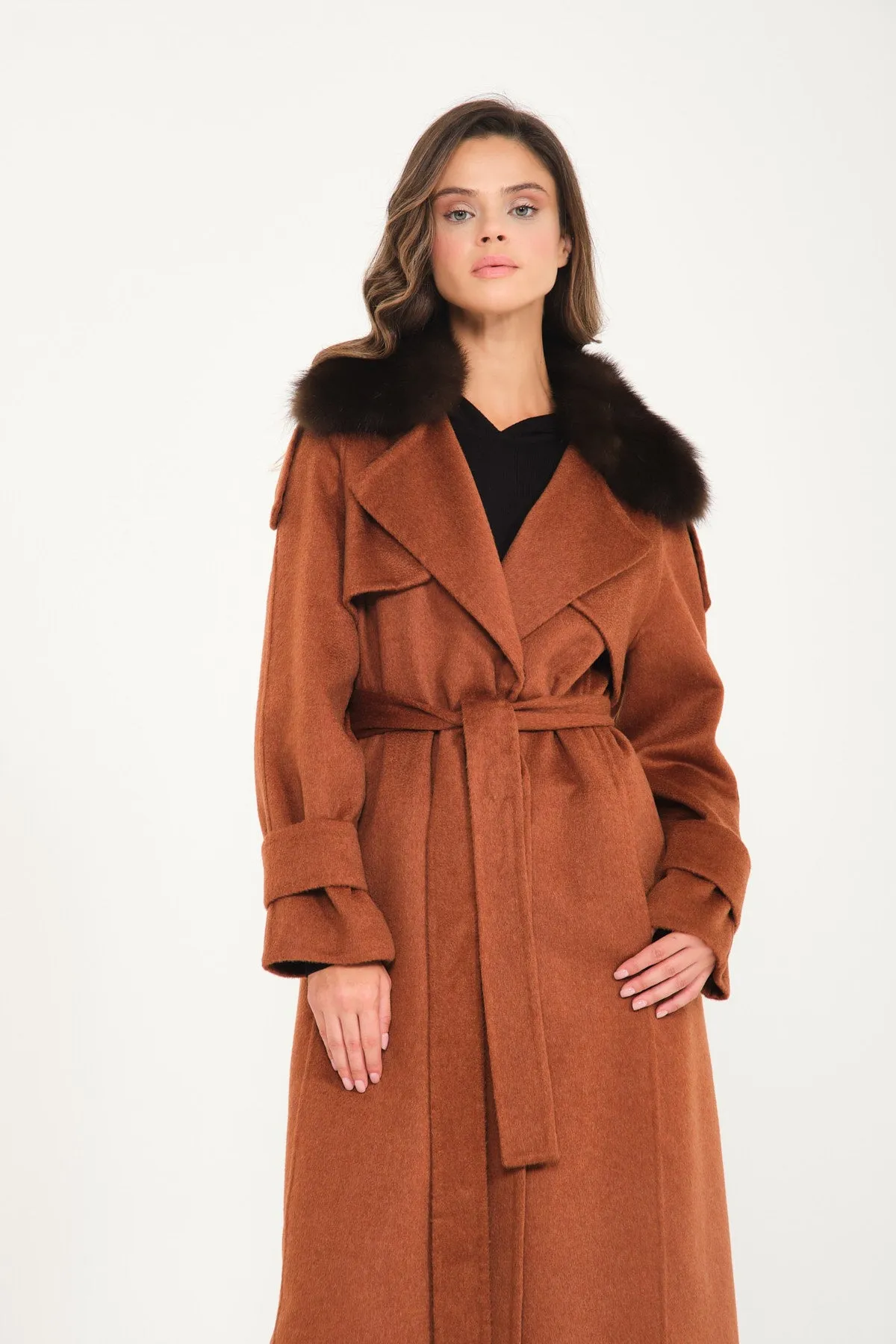 Tile Red Wool Long Coat