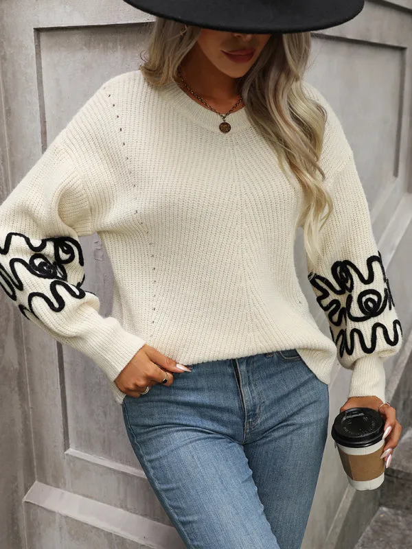 Toleet-Winter outfits Fashion Ladies Pullover Knitwear Solid Color Pattern Sweater