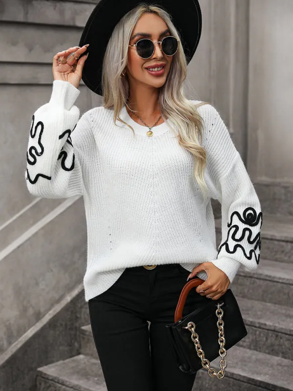 Toleet-Winter outfits Fashion Ladies Pullover Knitwear Solid Color Pattern Sweater