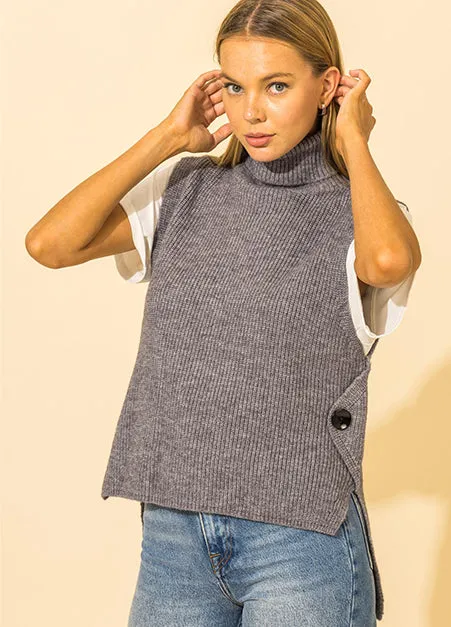 Turtle Neck High-Low Sweater Vest