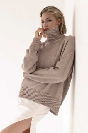 Turtleneck Dropped Shoulder Long Sleeve Sweater