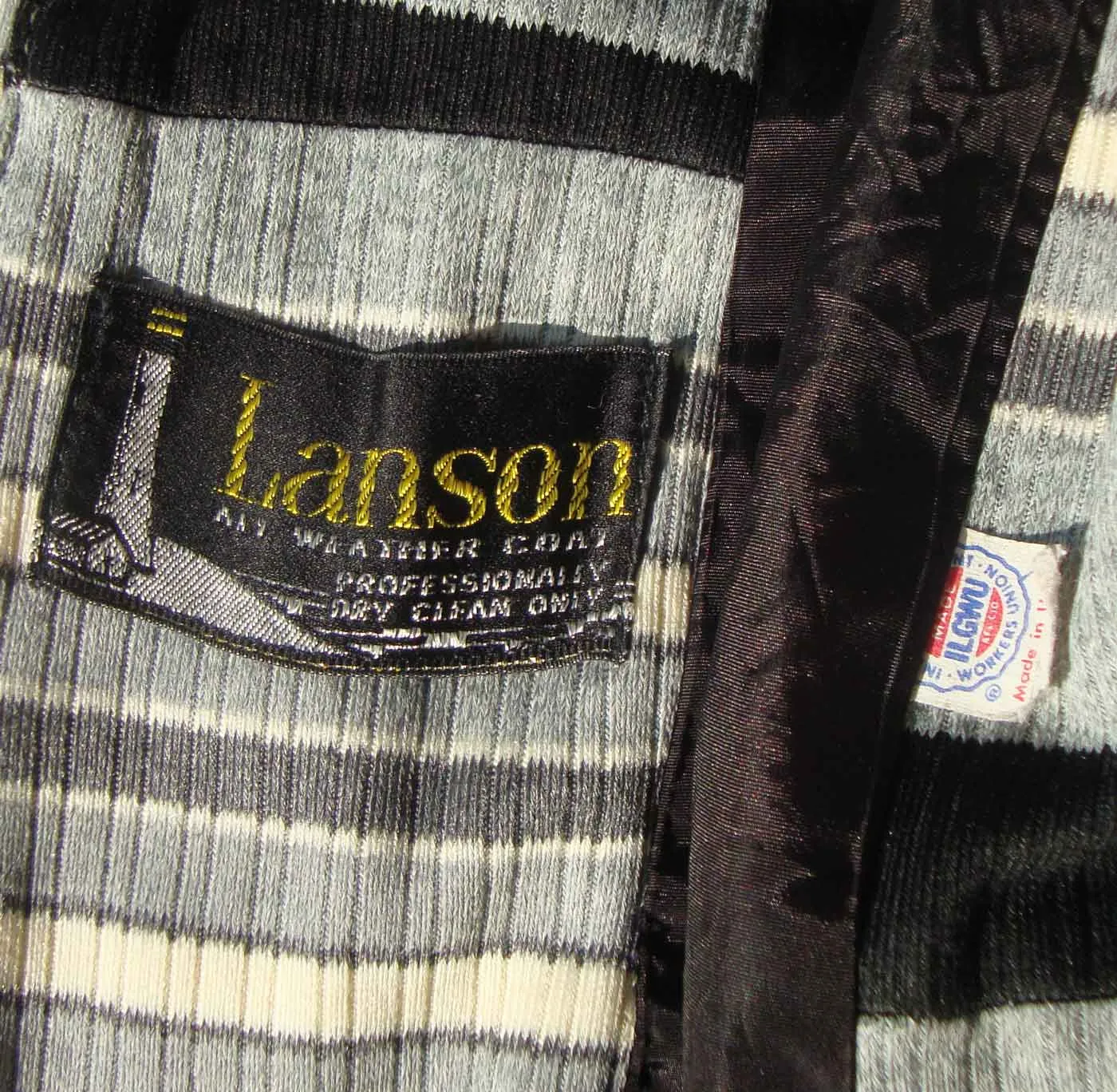 Vintage 70s Lanson Coat Mod All Weather Black White Gray M