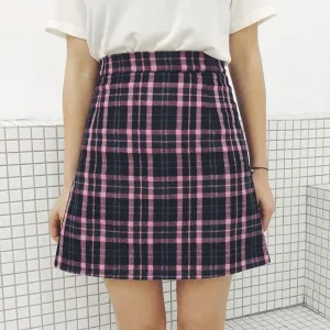 Vintage Plaid High-Waist Mini Skirt