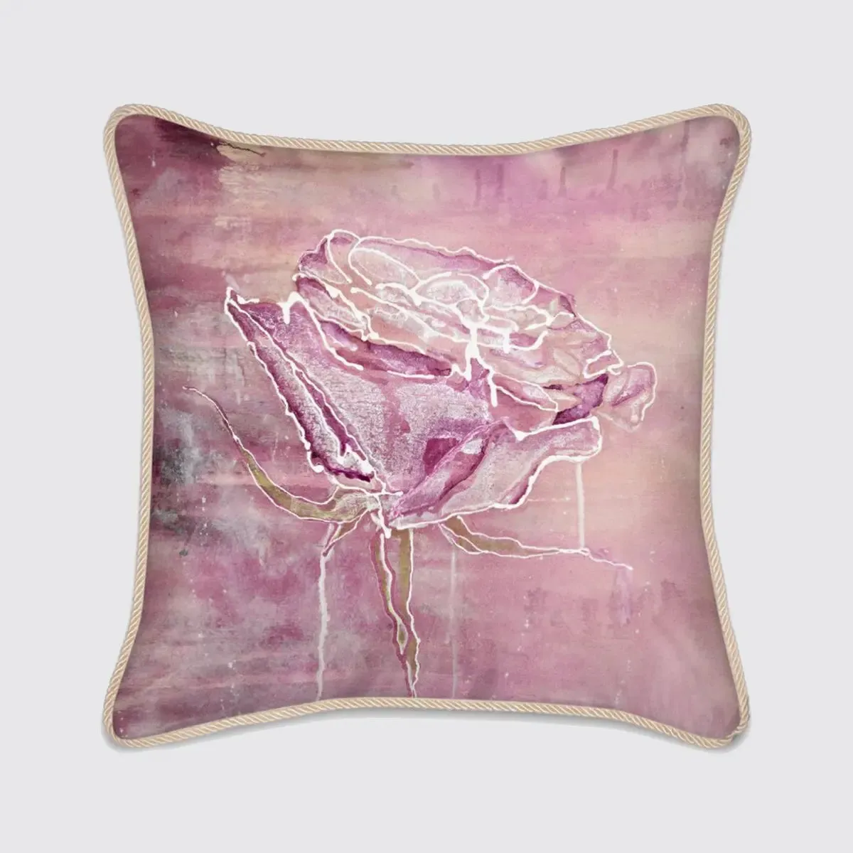 Violet Pink With Rose Silk Cushion