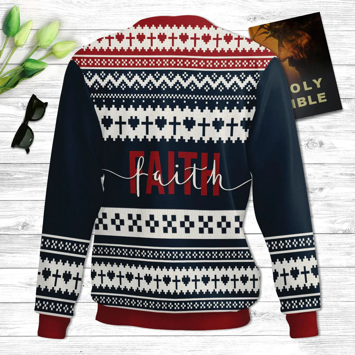 Walk By Faith Ugly Christmas Sweater, Not By Sight 2 Corinthians 57 Ugly Christmas Sweater, Christian Unisex Sweater