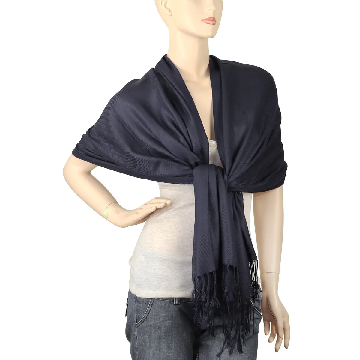 Women's Soft Solid Color Pashmina Shawl Wrap Scarf - Charcoal Grey