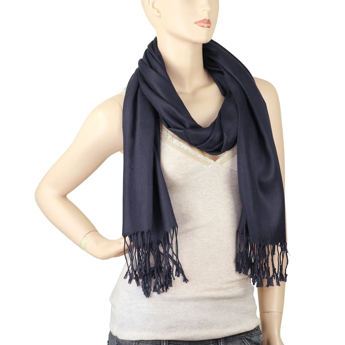 Women's Soft Solid Color Pashmina Shawl Wrap Scarf - Charcoal Grey