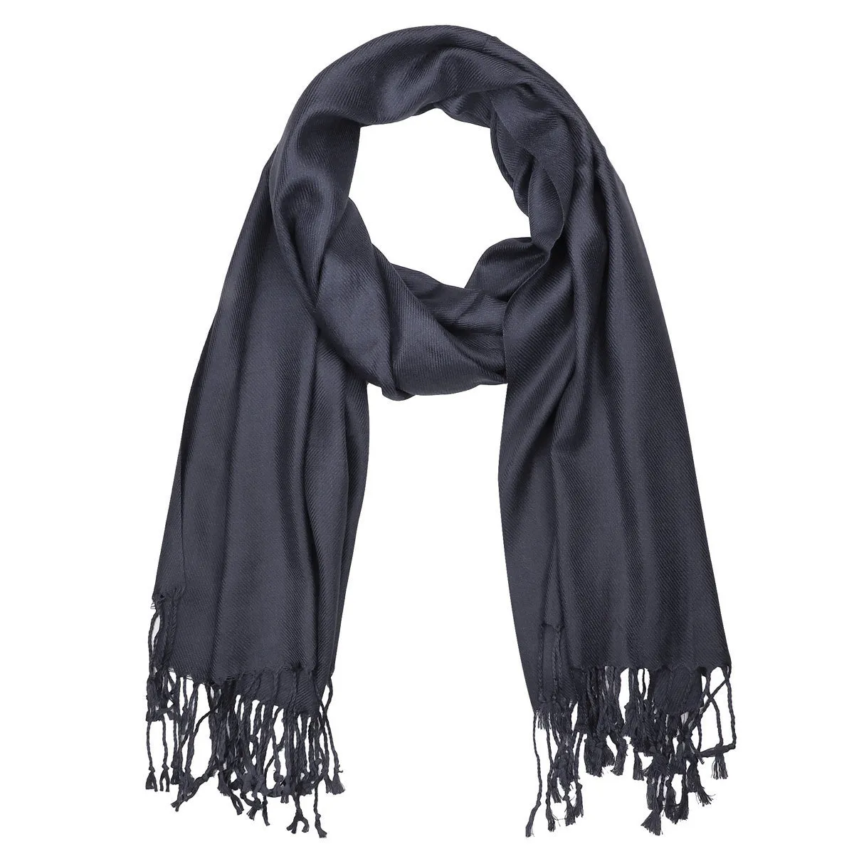 Women's Soft Solid Color Pashmina Shawl Wrap Scarf - Charcoal Grey