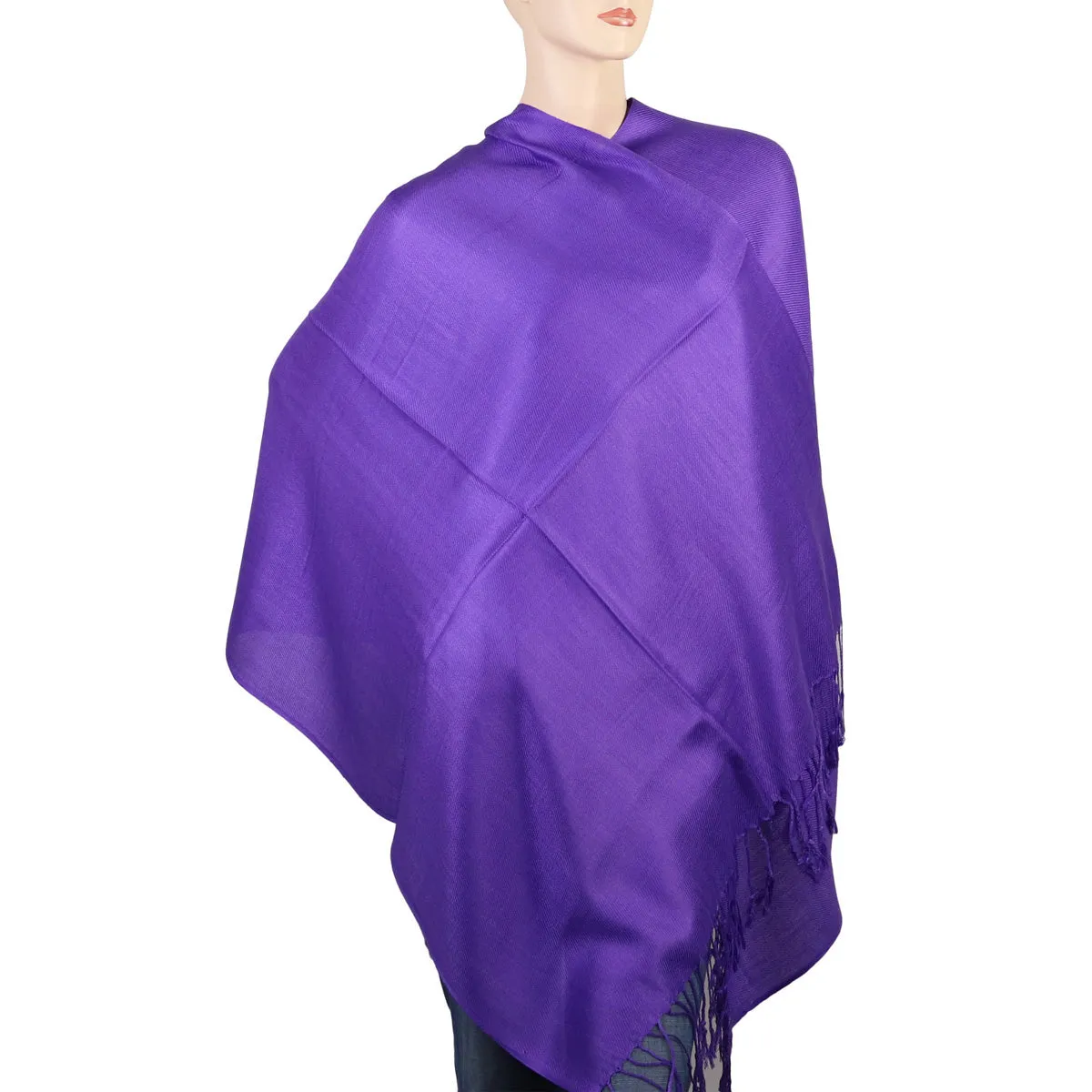 Women's Soft Solid Color Pashmina Shawl Wrap Scarf - Eggplant Purple