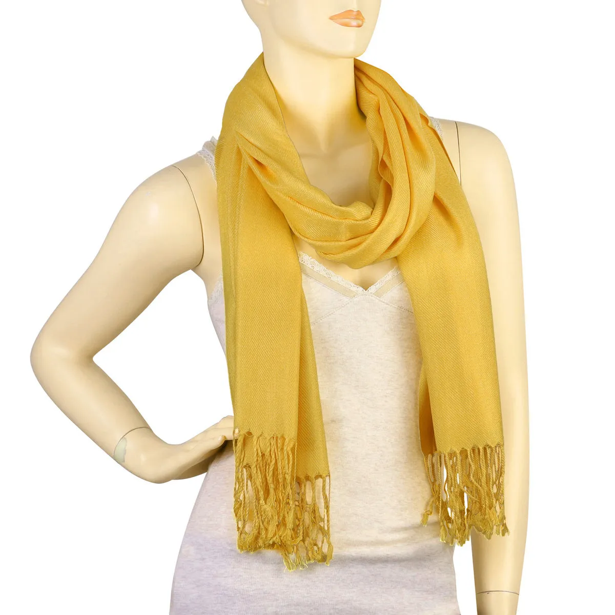 Women's Soft Solid Color Pashmina Shawl Wrap Scarf - Gold