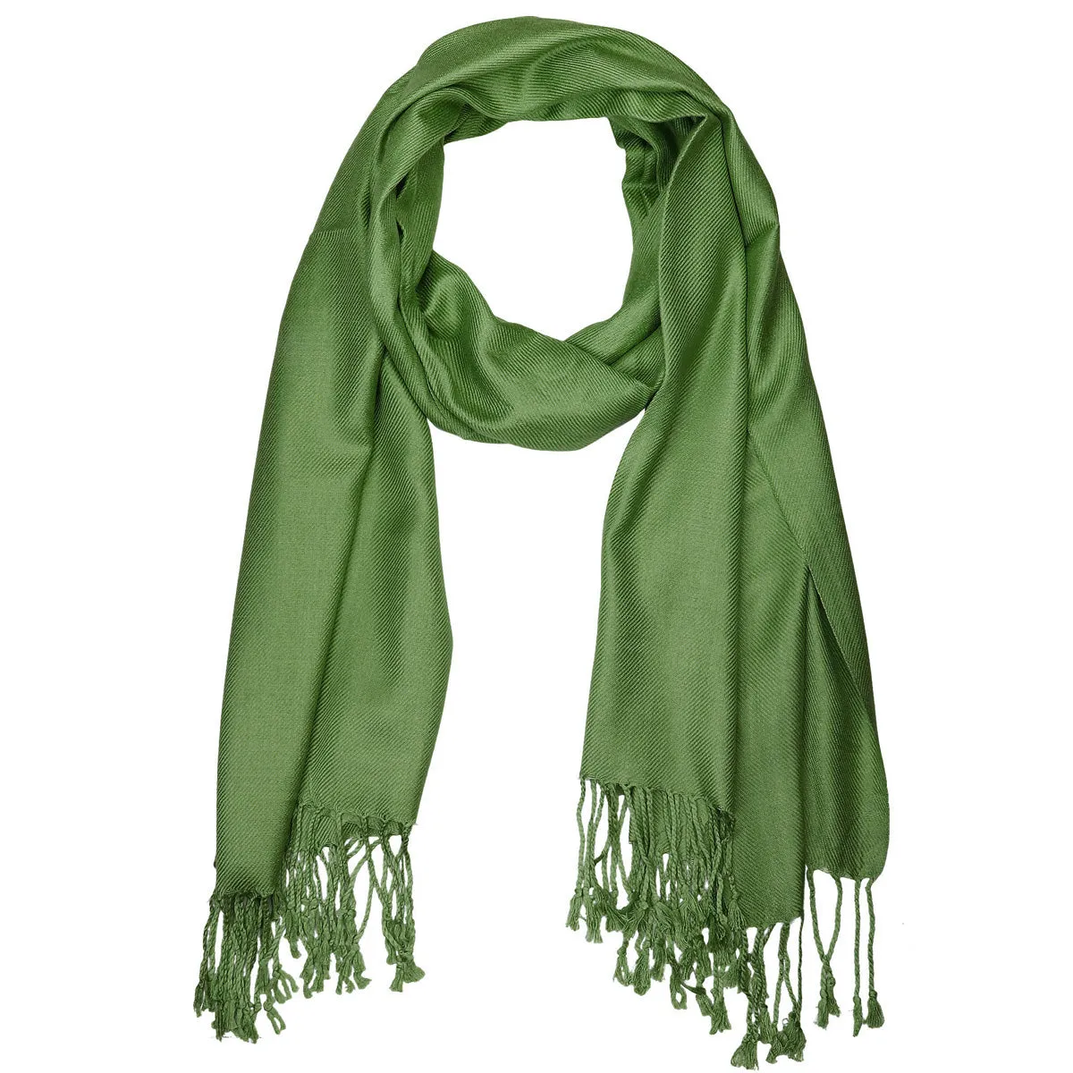 Women's Soft Solid Color Pashmina Shawl Wrap Scarf - Olive